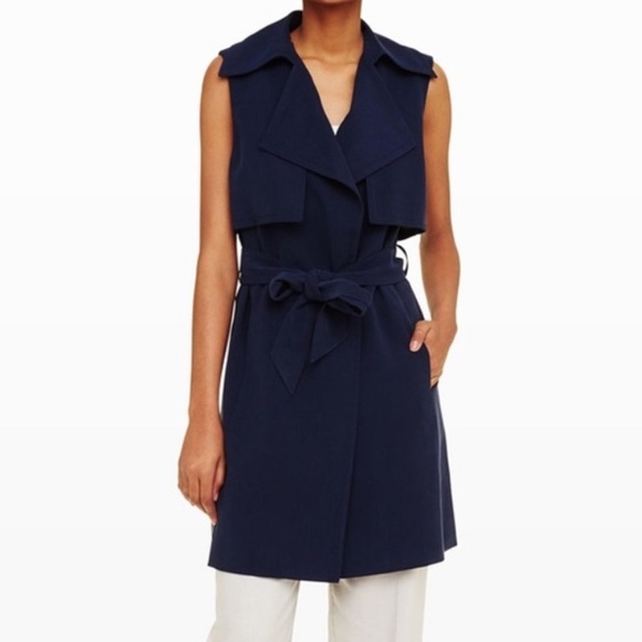Club Monaco Jackets & Blazers - Club Monaco Birte Trench Belted Vest Size Small Navy